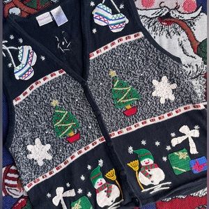 VTG Bobbie Brooks snowman Christmas sweater vest size XL